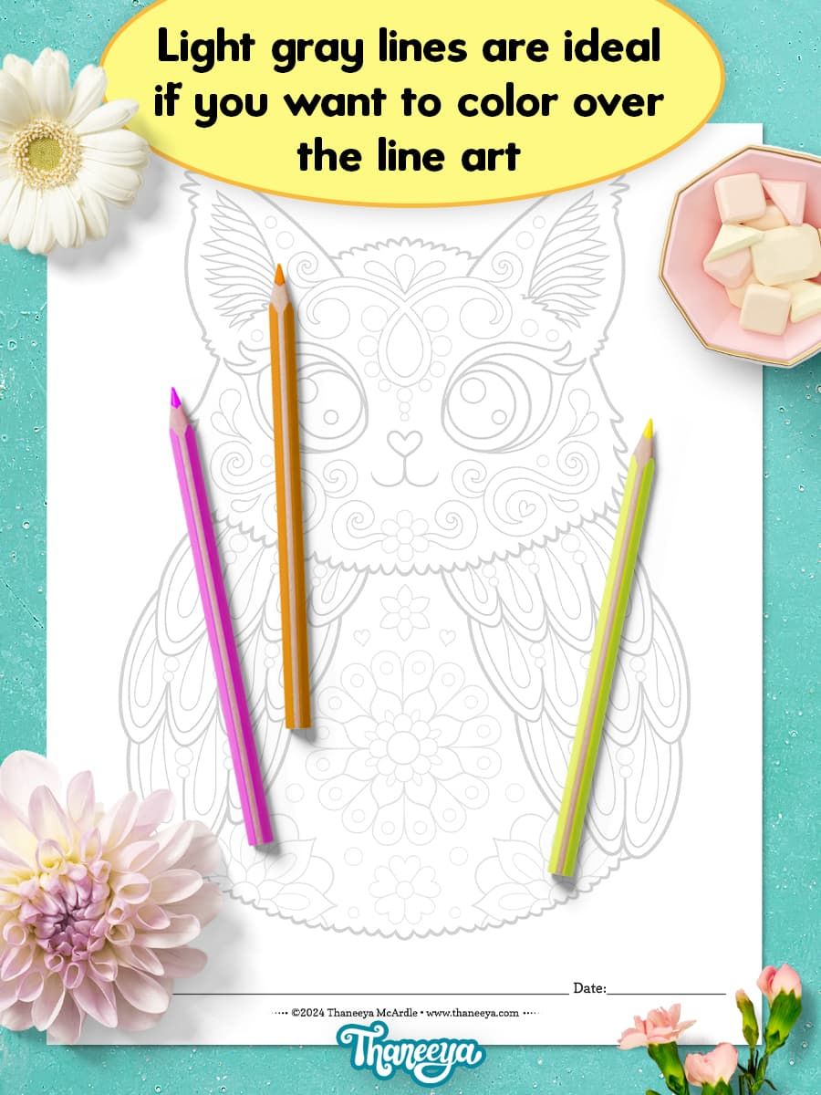 Cat-Owl - Single Coloring Page product image (3)