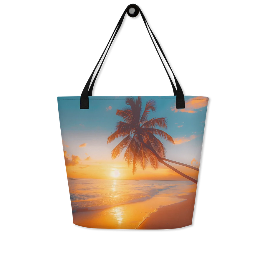 Tote Bag: Sunset at Beach Palm Trees Island Ocean Waves Design product image (8)