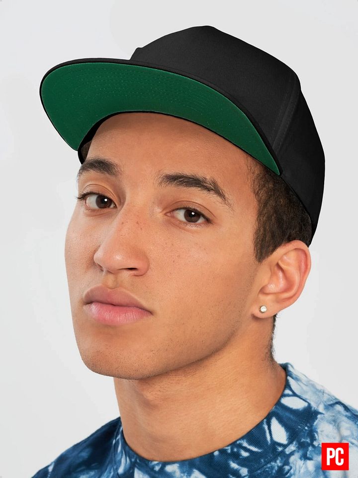 Plain Color Black Cotton Twill Flat Snapback Cap product image (1)