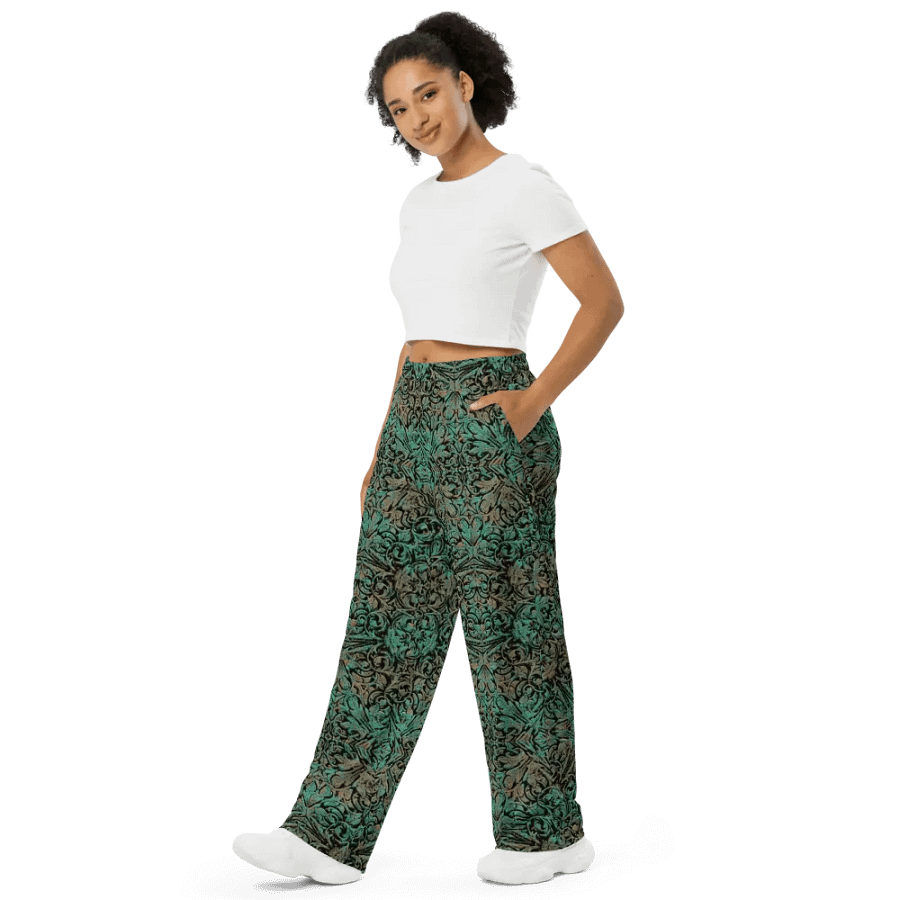 Green Copper Flower Wideleg Pants product image (4)