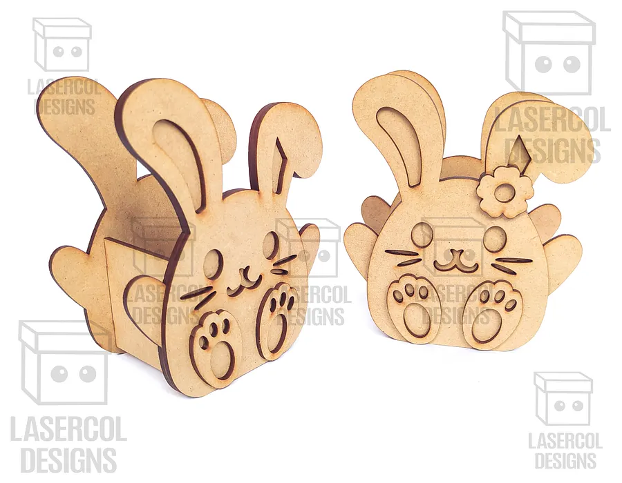 Easter Bunny Basket Set 3 (4 Styles, 2 Sizes) - Laser Cut Files product image (9)