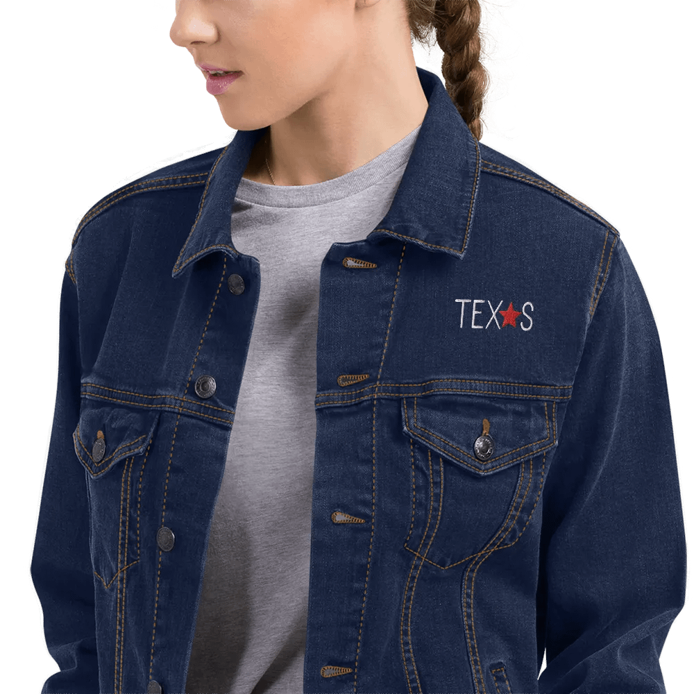 'Lone Star' Embroidered Unisex Denim Jacket product image (12)