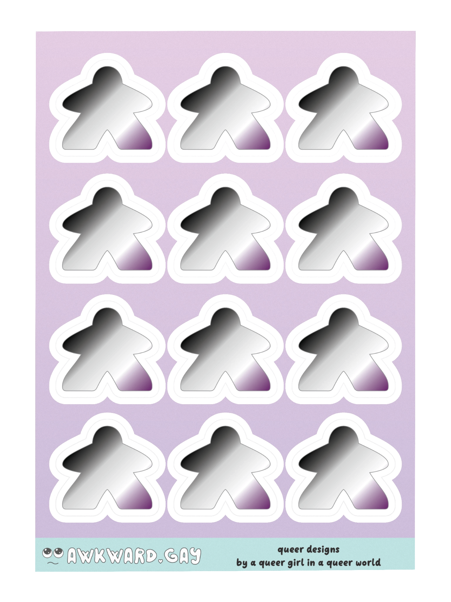 Asexual Pride Gradient Meeple Sticker Sheet product image (3)
