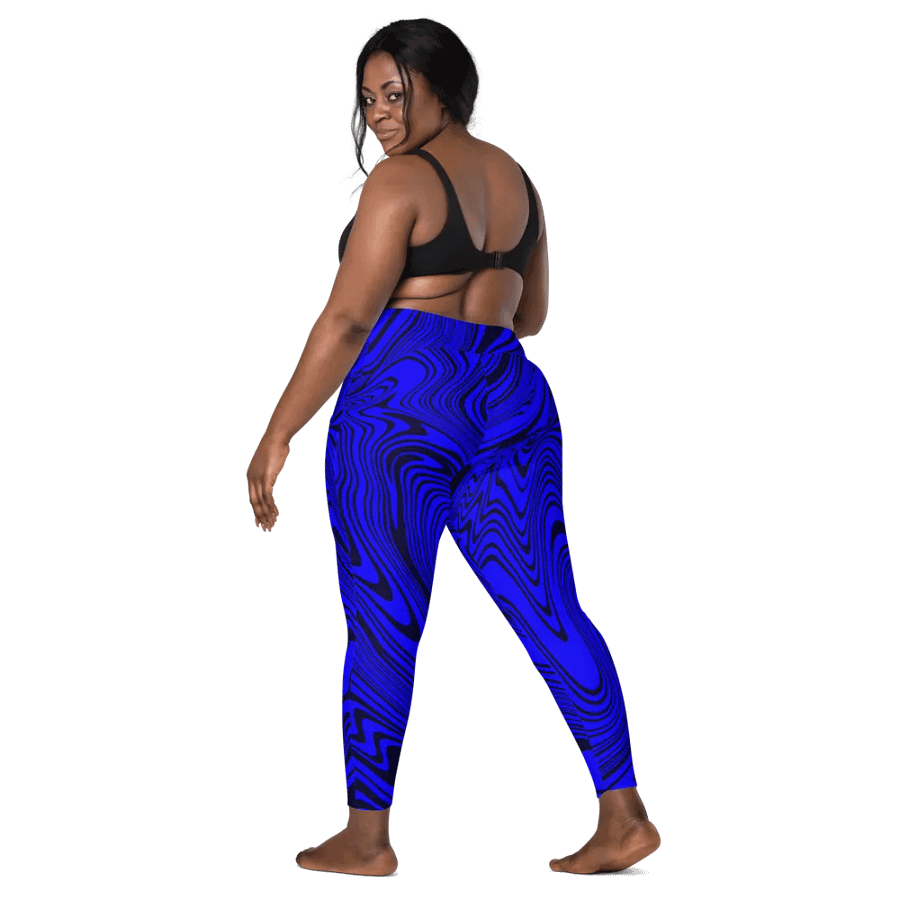 Leggings with Pockets - Abstract Blue Swirls product image (8)