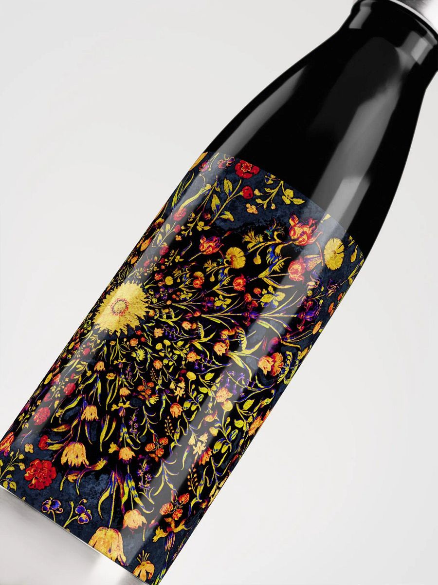 Medieval Flowers on Blue Stainless Steel Water Bottle product image (5)