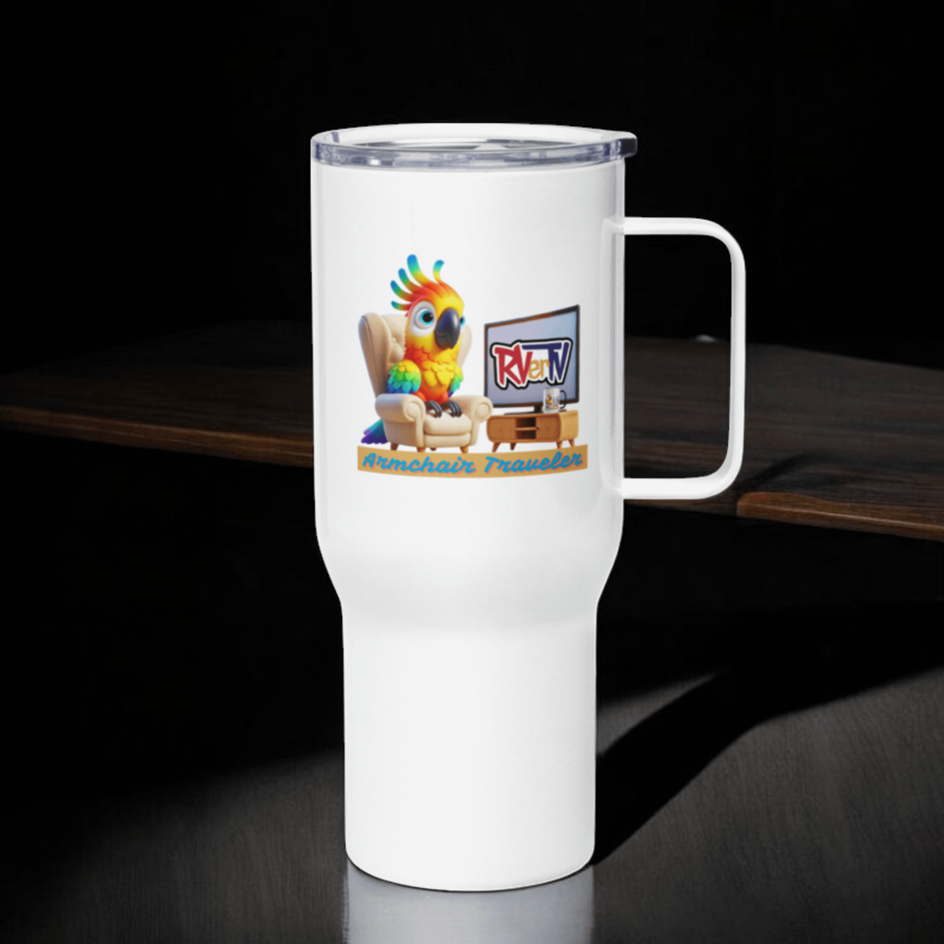 Armchair Traveler Bird - Travel Mug with Handle product image (2)