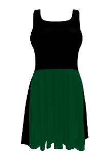 Midnight Veil Designs Half Black Half Green Fantasy Skater Dress - XS to 3XL product image (6)