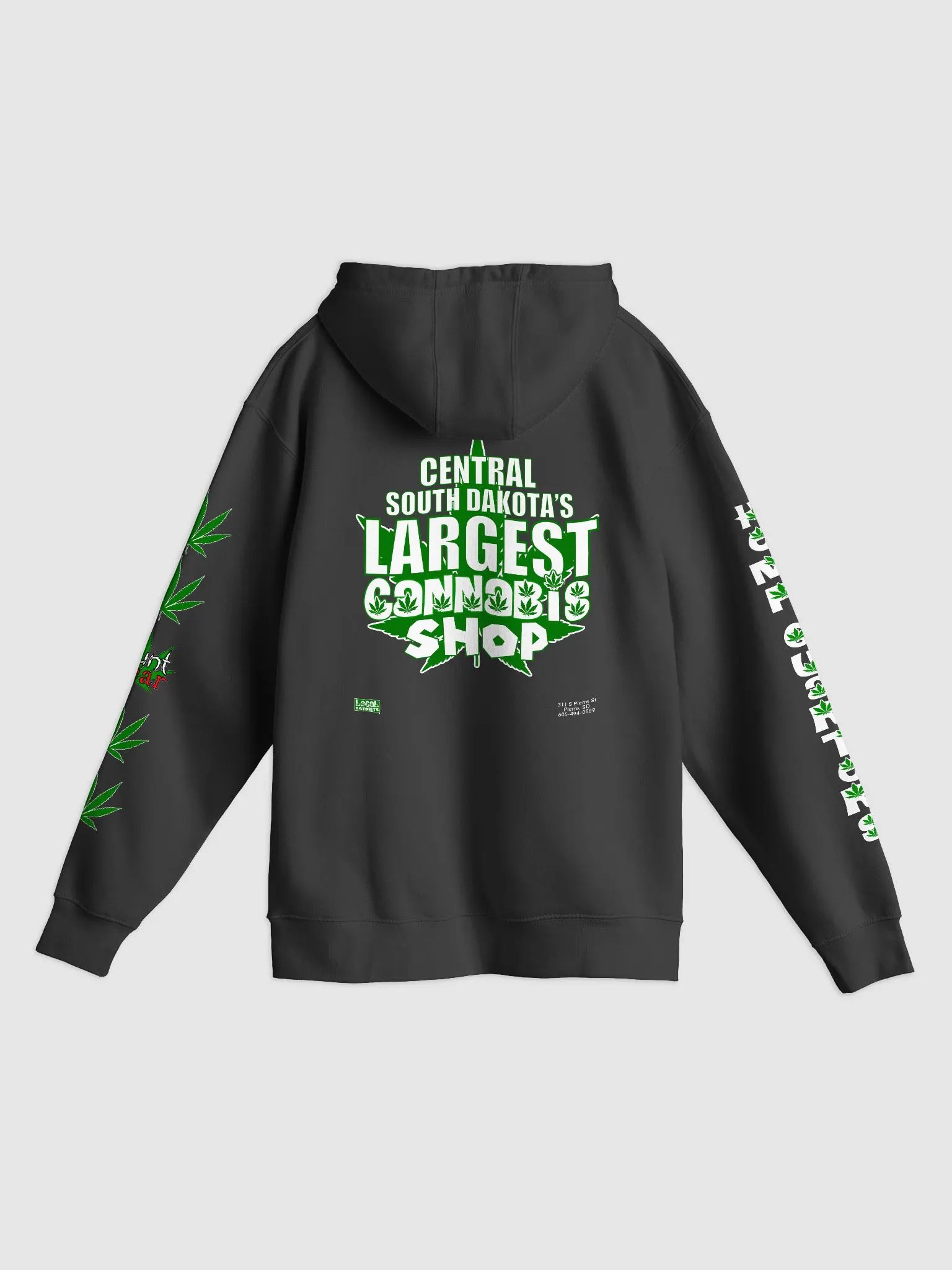 Hemp Quarters Black Hoodie Front, Back and Sleeves product image (2)
