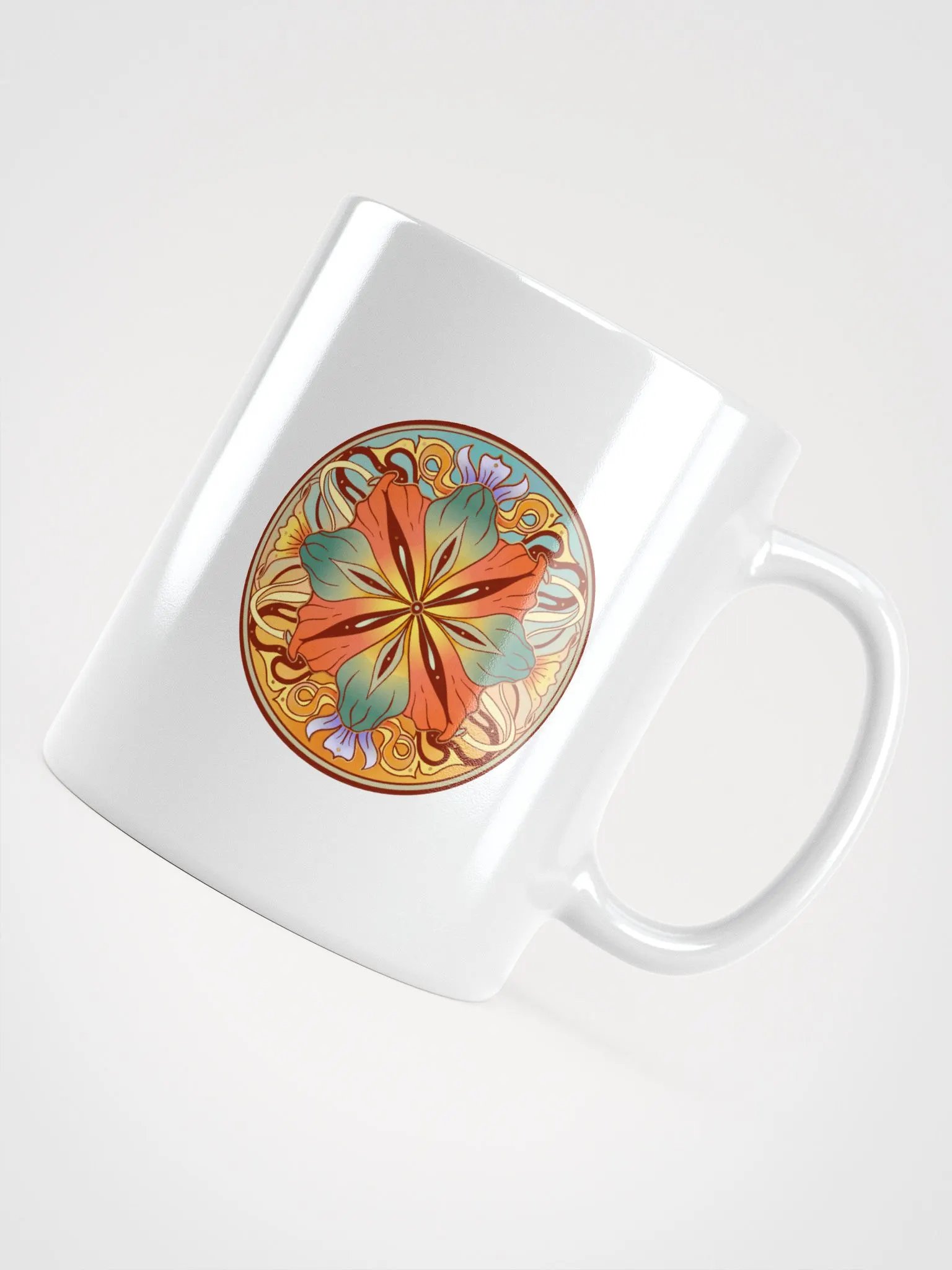 Teal Floral Mandala - White Mug product image (4)