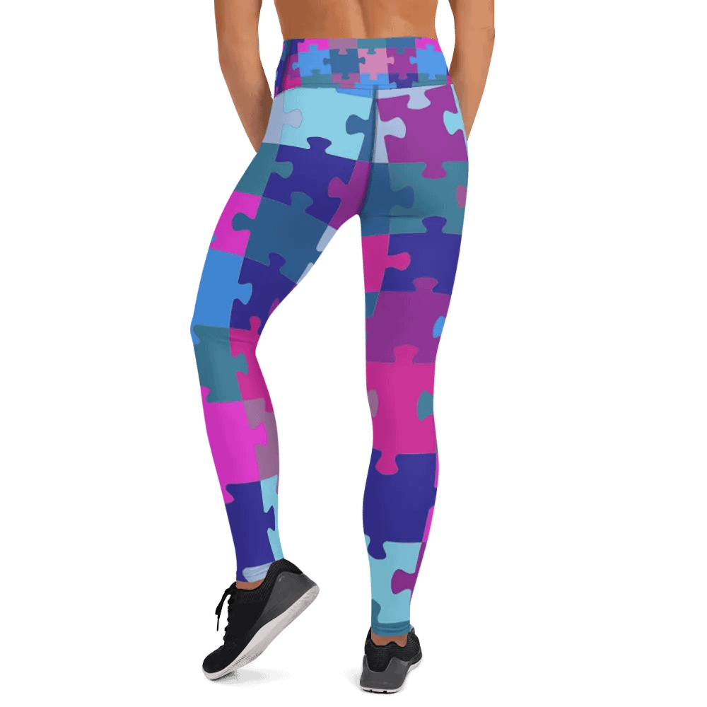 Multi-Colored Geometric Puzzle Pattern Yoga Leggings product image (5)