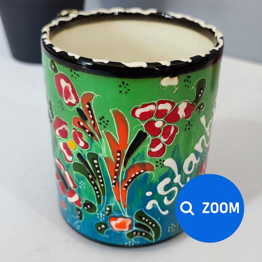 Ceramic handmade coffee mug (green), Turkish decor — handmade pottery, handmade ceramic, home decor, handmade gift, Turkish ceramic product image (5)
