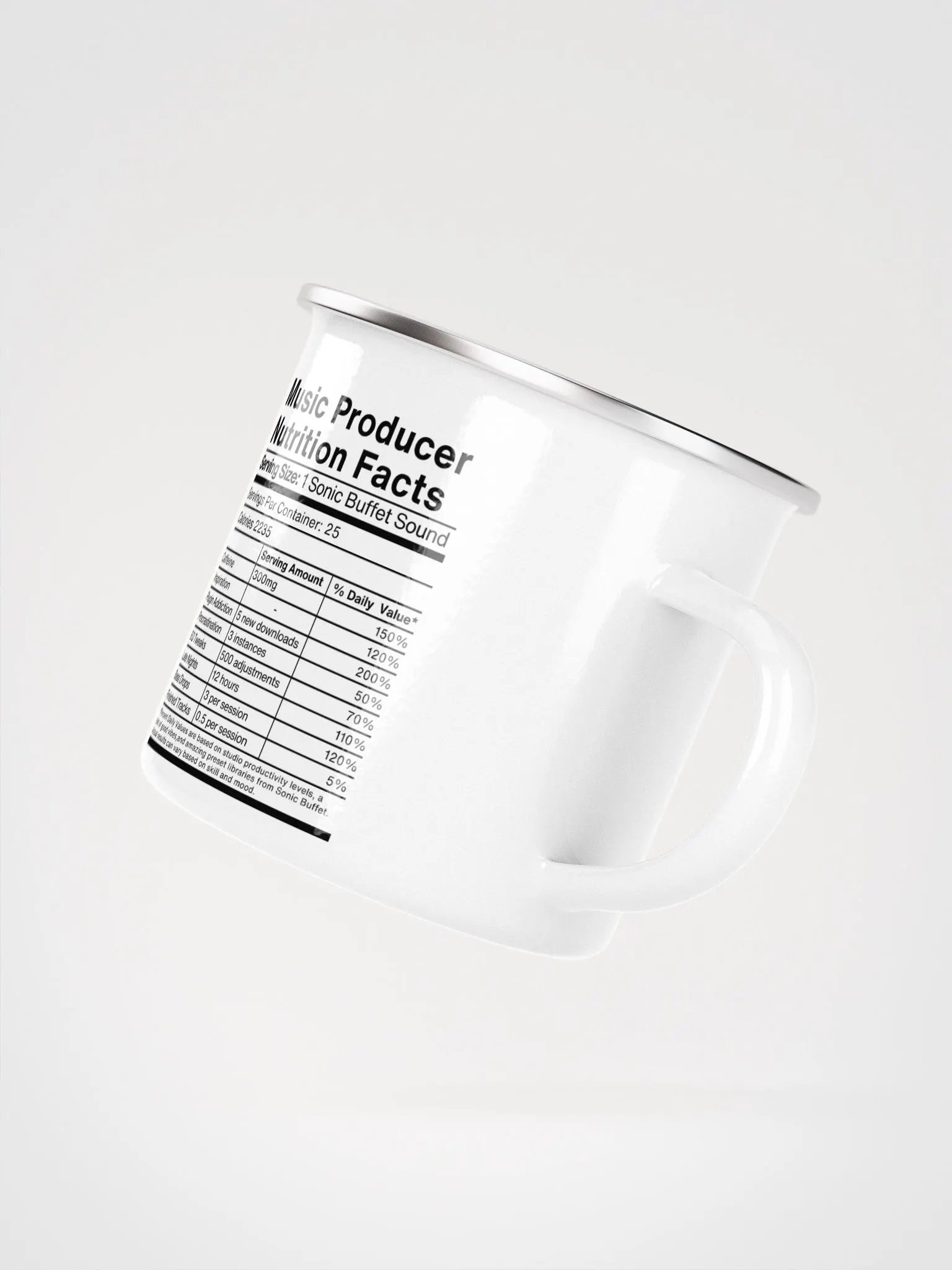 "Music Producer Nutrition Facts" Enamel Coffee Mug product image (3)