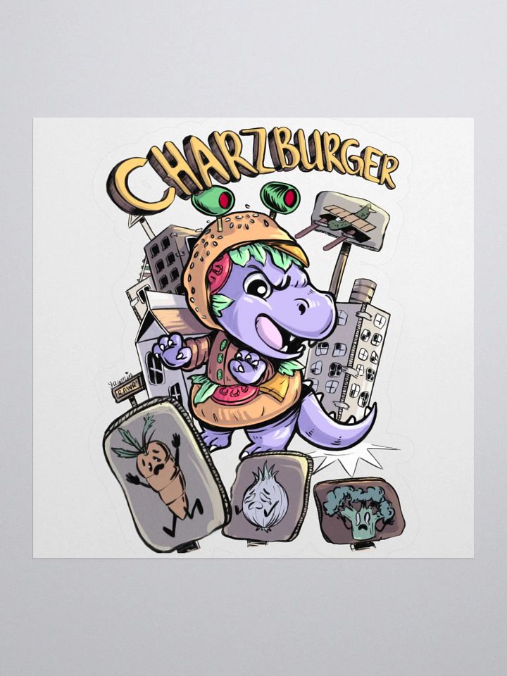 Dinosaur Hamburger Rampage Sticker - Whimsical Decal product image (1)