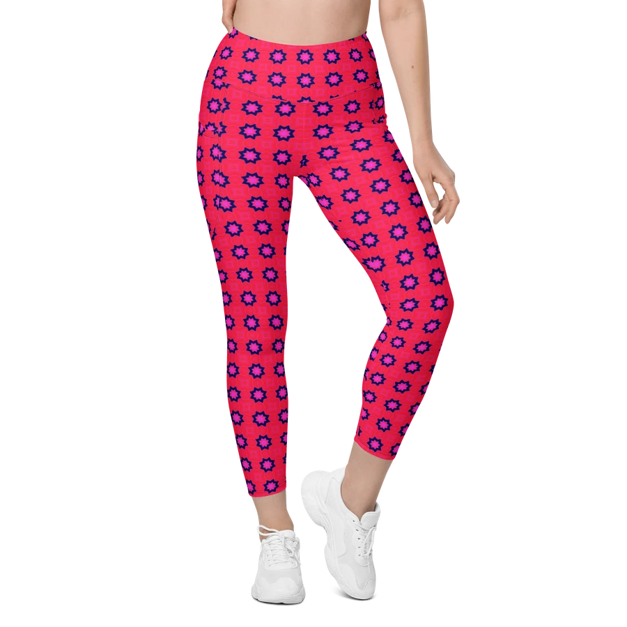 Abstract Red Ladies Leggings (with pockets) product image (7)