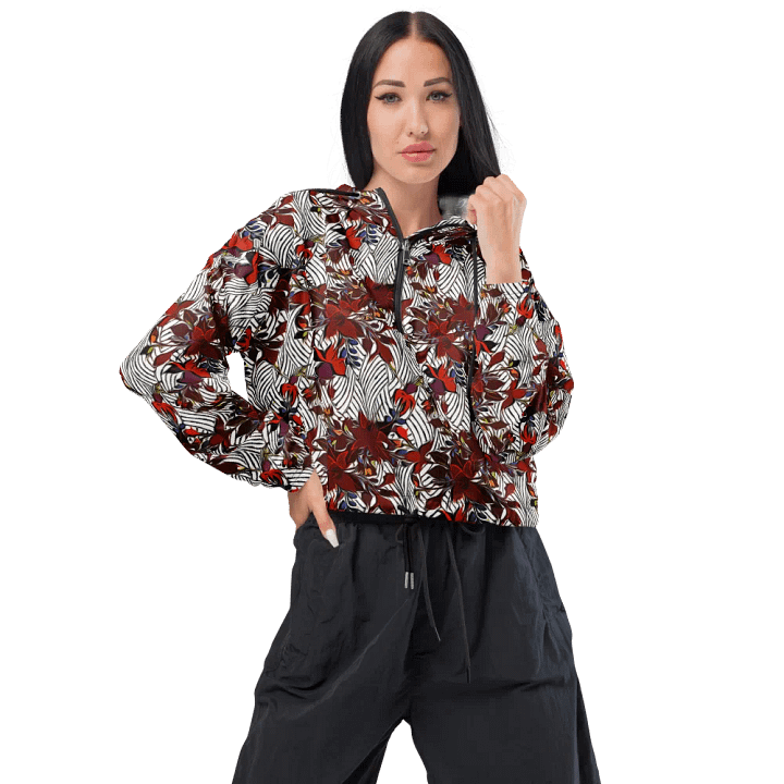 Floral Stripes | Women's Cropped Windbreaker product image (1)