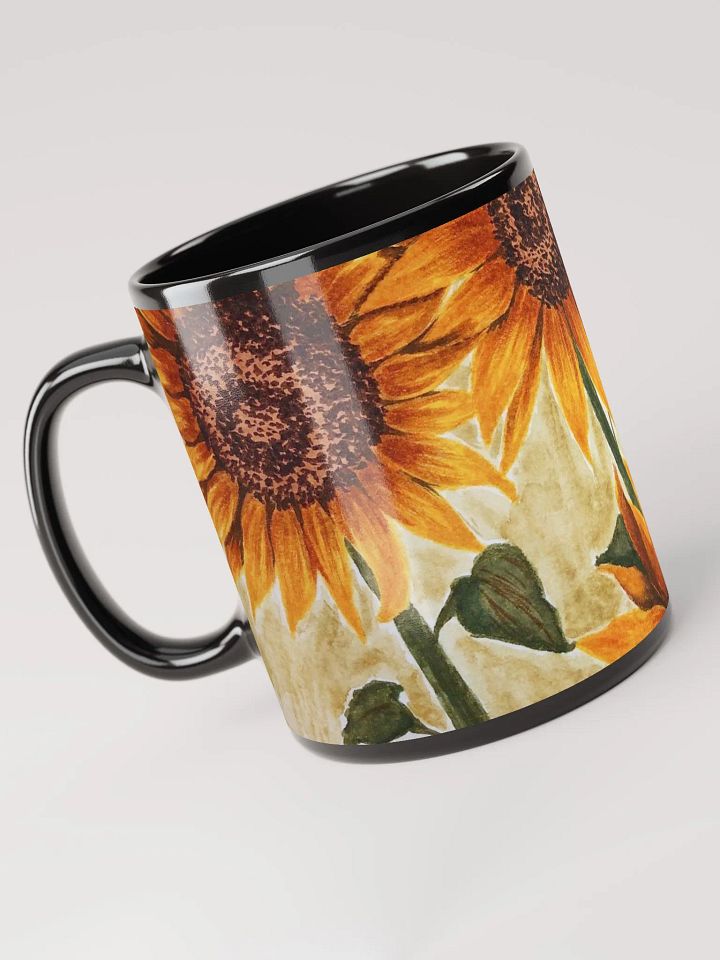 SUNFLOWERS black glossy mug product image (1)
