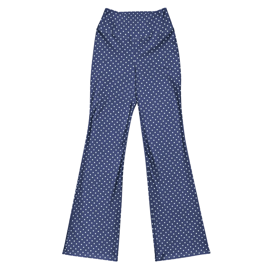 Blue with White Polka-Dots Wide Leg Yoga Pants product image (6)