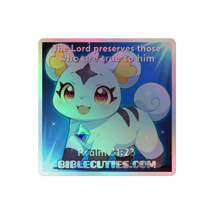Bible Cuties Violet - The Lord preserves those who are true to him Holographic Sticker product image (2)