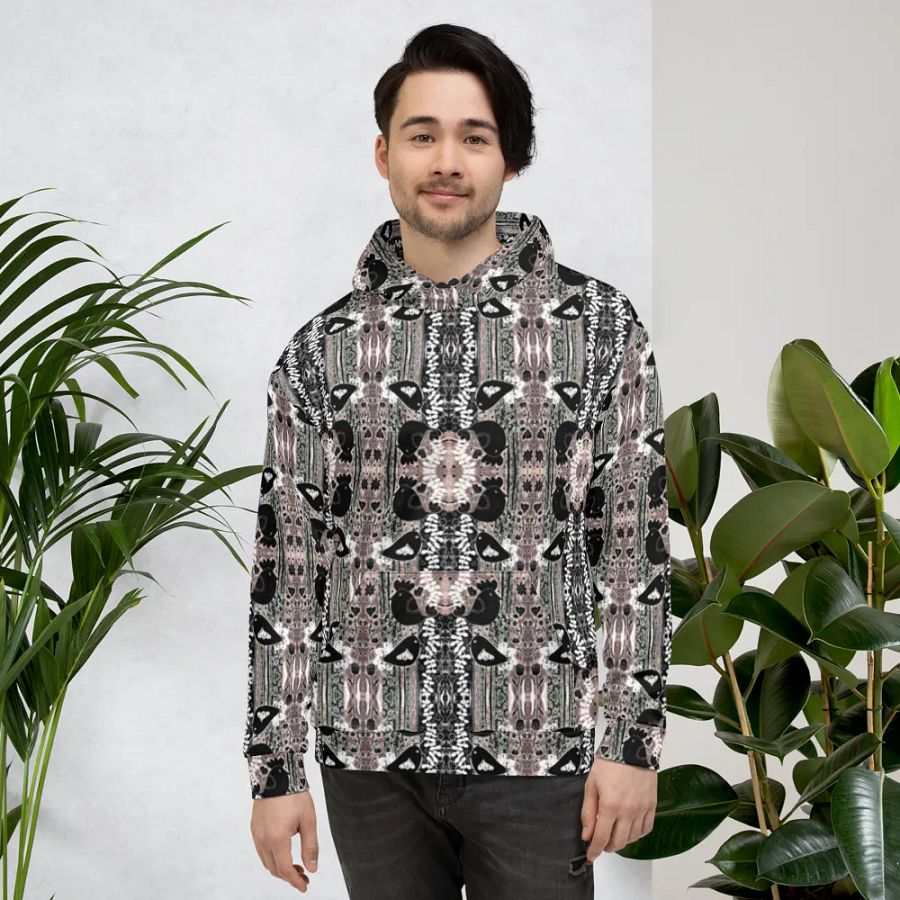 Abstract Floral Birds Unisex All Over Print Pull Over Hoodie product image (2)