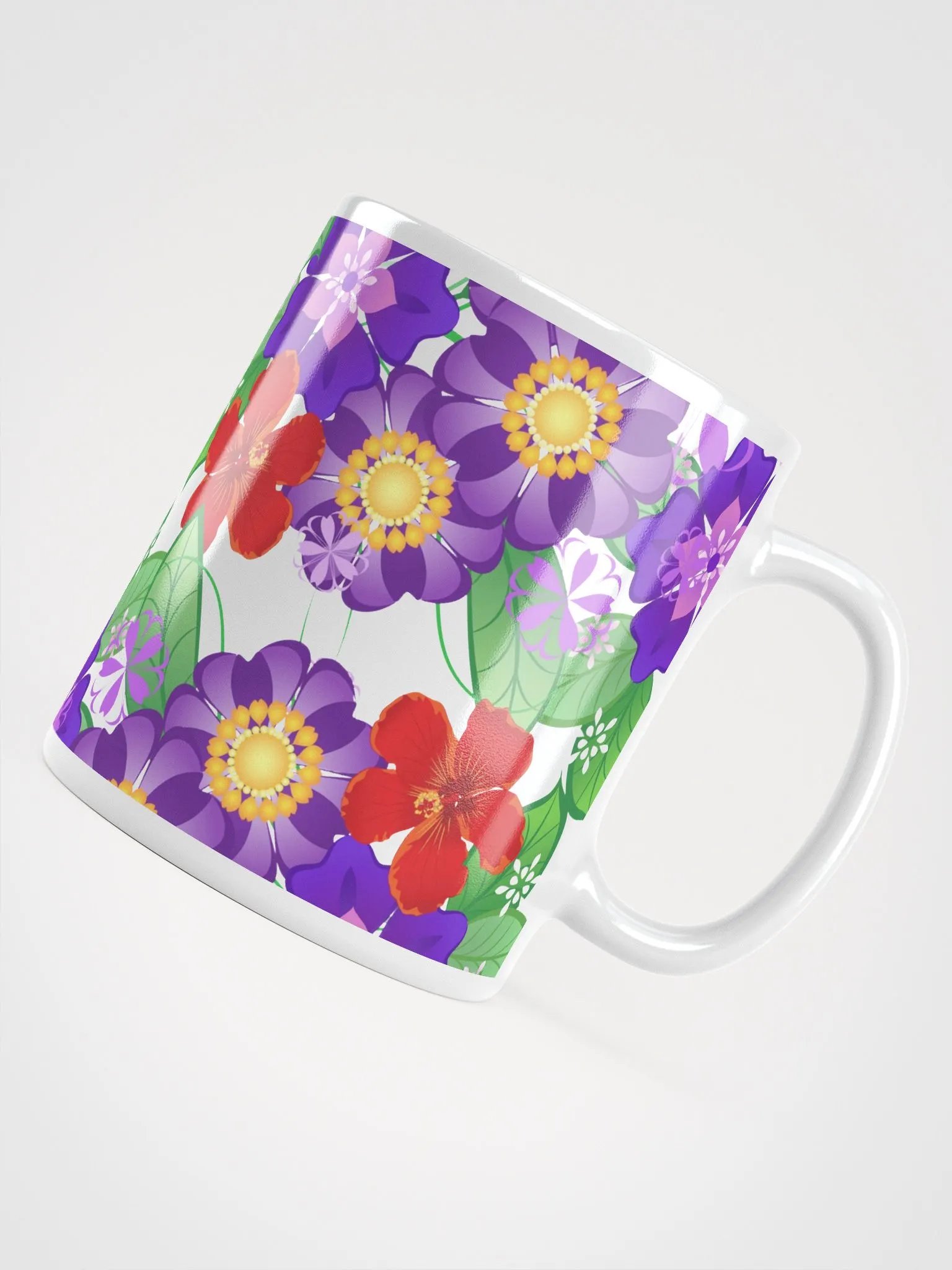 Purple Wildflower Floral Design White Mug product image (12)