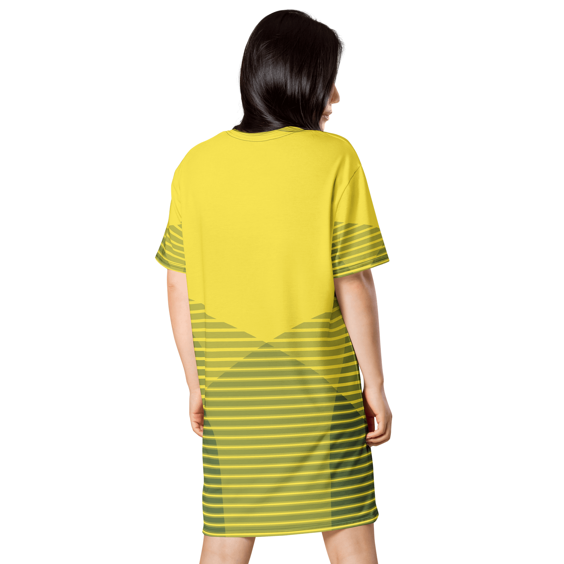 Exclusive Trendy Yellow T-Shirt Dress with Unique Striped Design product image (2)