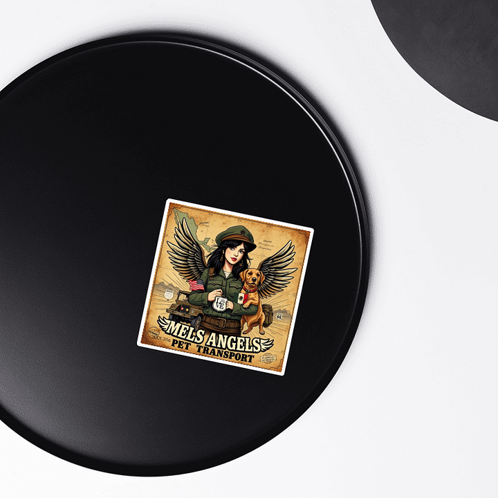 Mel’s Angels “Road-Dog” Retro Magnet — 3×3, 4×4, 6×6 | Mexico↔USA Route 66 | Dog Lover Gift product image (2)