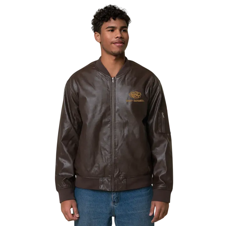 BUSY-BRAINED MONOCHROME BROWN FAUX LEATHER JACKET product image (2)