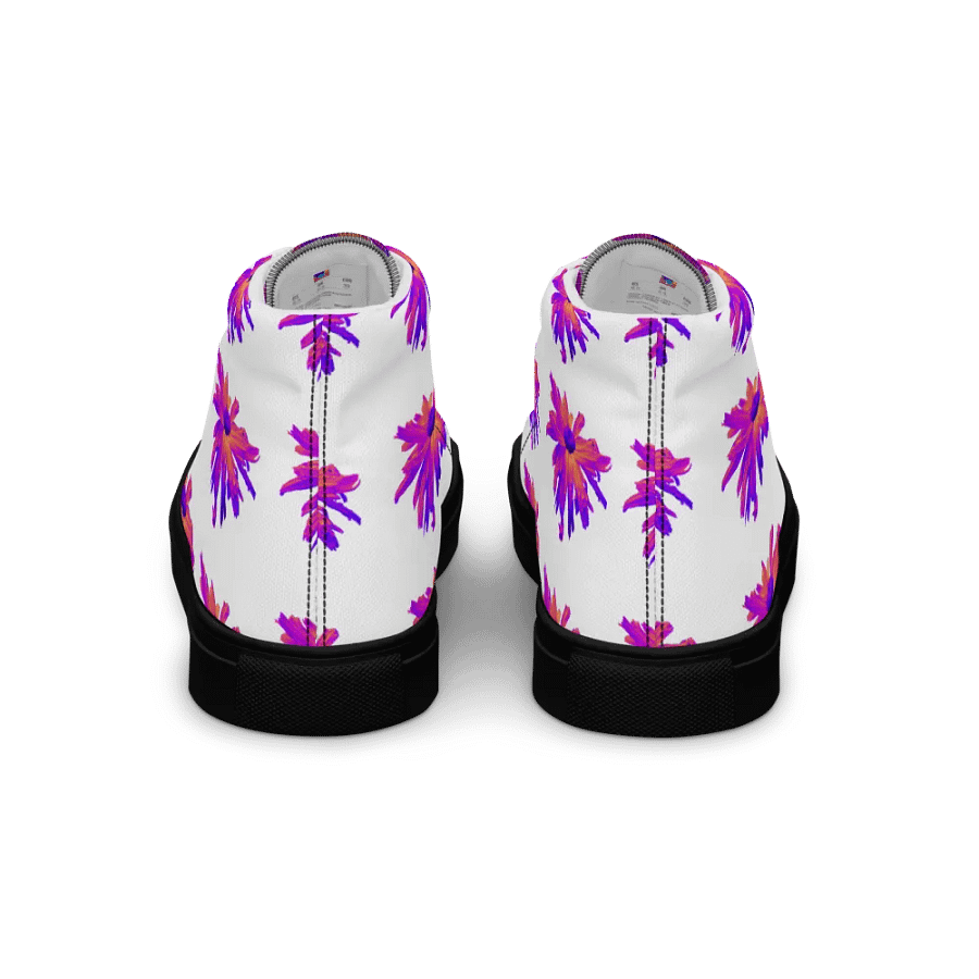 Abstract Pink Floating Daisy Flower Women's Black Toe High Top Canvas Shoes product image (2)