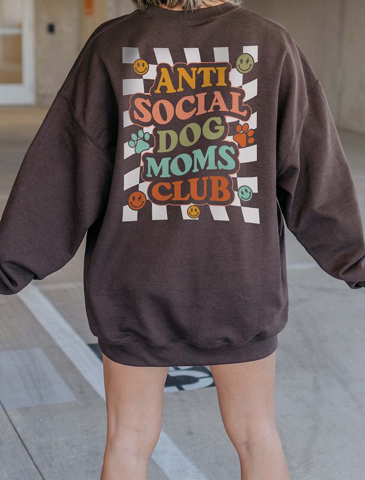 Anti Social Dog Moms Club Retro Checkerboard(Color) Sweatshirt | Funny Introvert Checkered Shirt for Dog Moms product image (1)