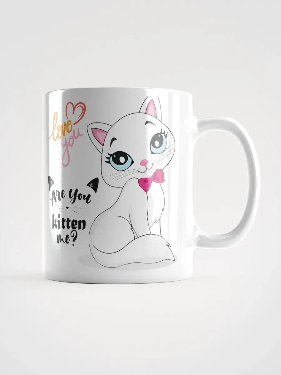 White Glossy Mug Cute Kitten product image (1)