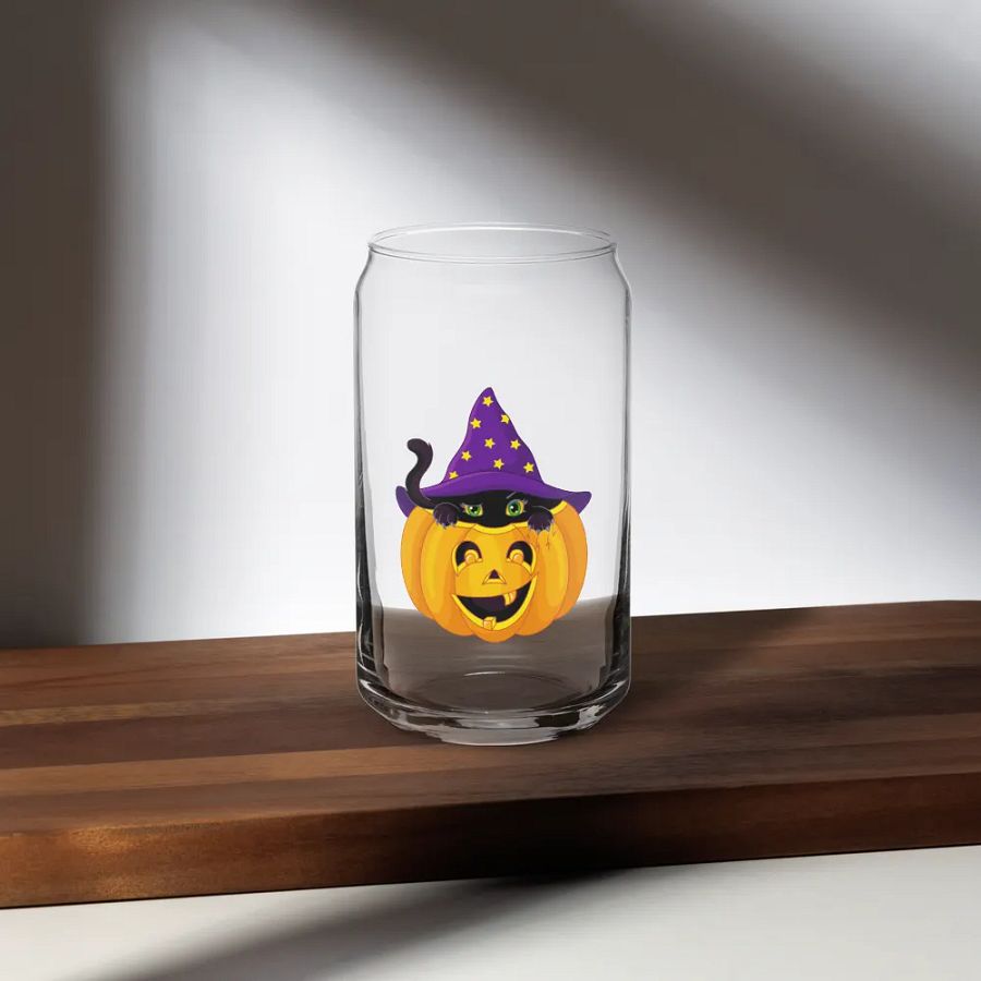 Whimsical Pumpkin Cat Can-Shaped Glass product image (35)