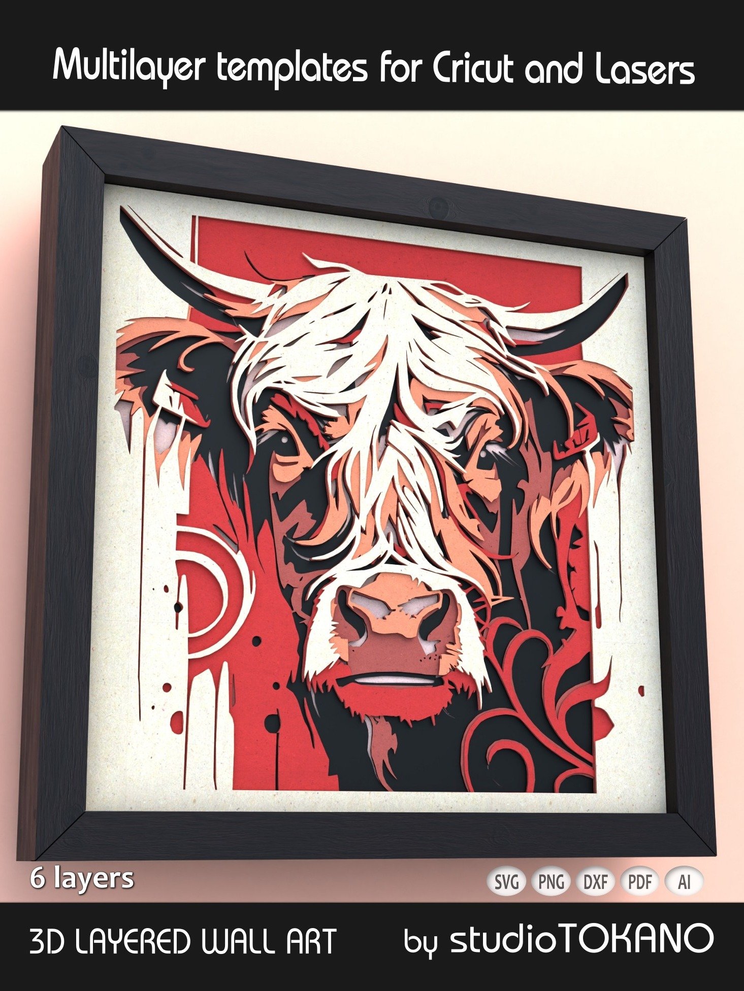 Highland Cow 3D Layered SVG product image (2)