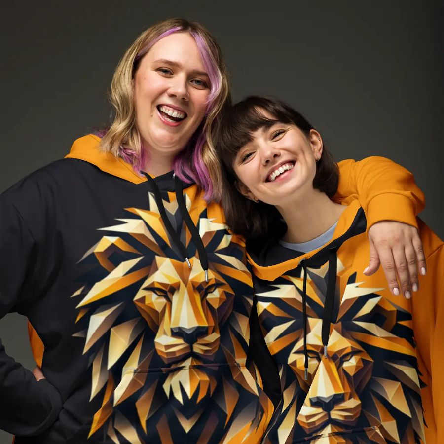 Majestic Leo Zodiac Hoodie with vibrant, metallic gold Lion product image (7)