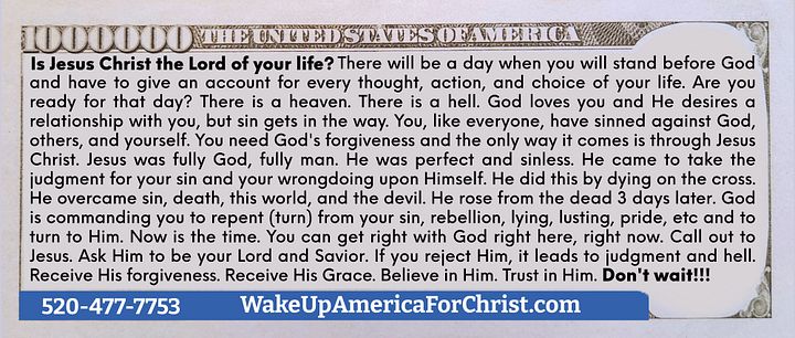 $1,000,000 Bill Gospel Tract product image (2)