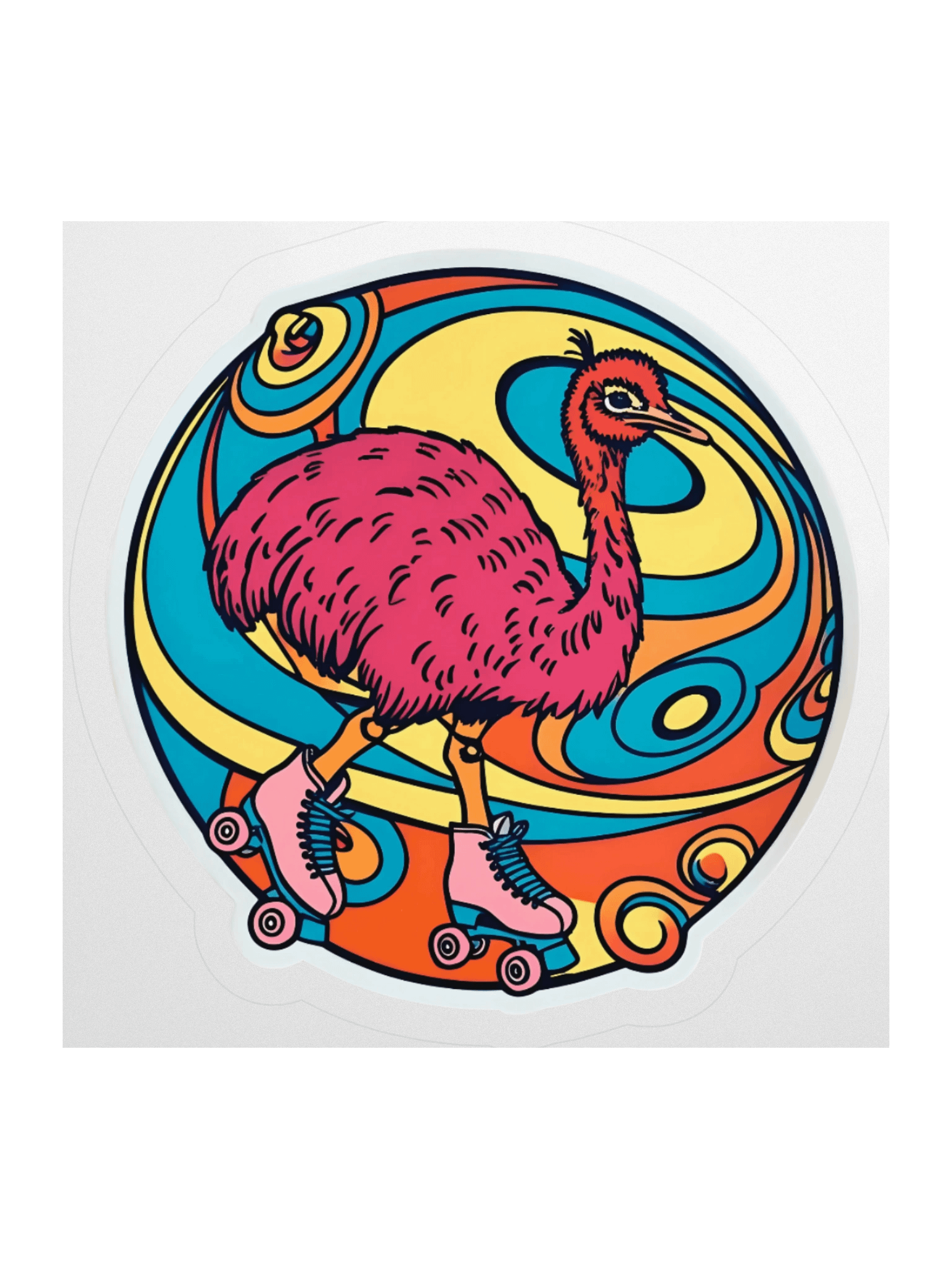 Psychedelic Emu Roller Skates Sticker product image (1)
