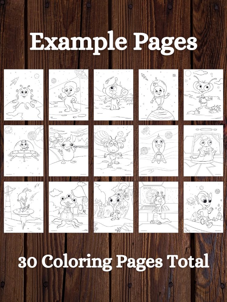Hero Kids and Cute Aliens Printable Coloring Pages for Children product image (3)