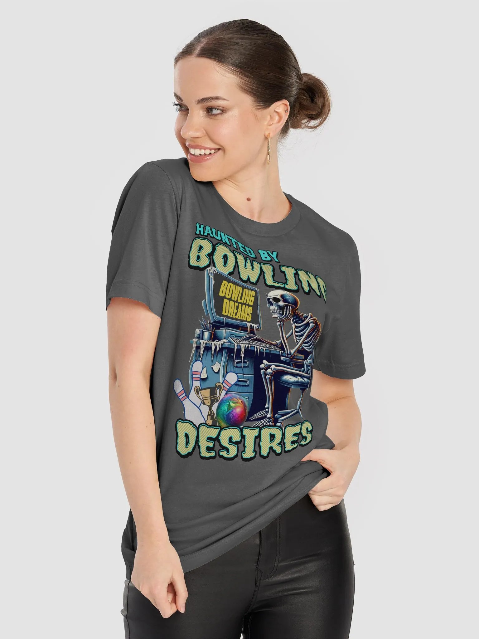 Haunted By Bowling Desires Skeleton T-Shirt product image (5)