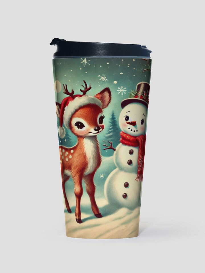 Christmas Reindeer and Snowman Stainless Steel Travel Mug product image (1)