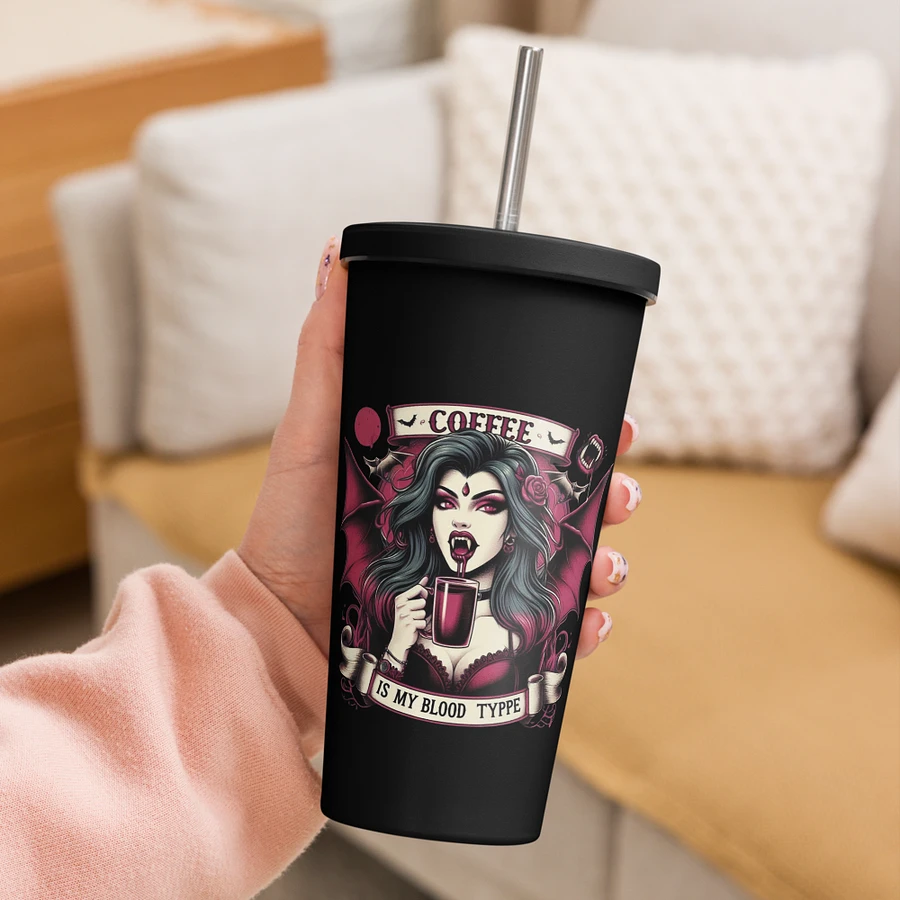 Coffee Is My Blood Type - Insulated Tumbler with a Straw product image (31)