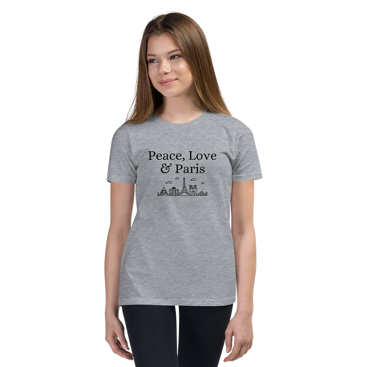 Peace, Love and Paris with Monuments Youth T-Shirt | Black Ink product image (75)