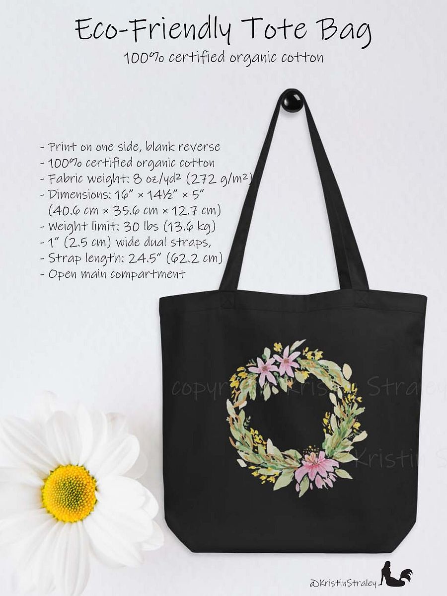 Floral Wreath Eco Cotton Tote Bag product image (3)