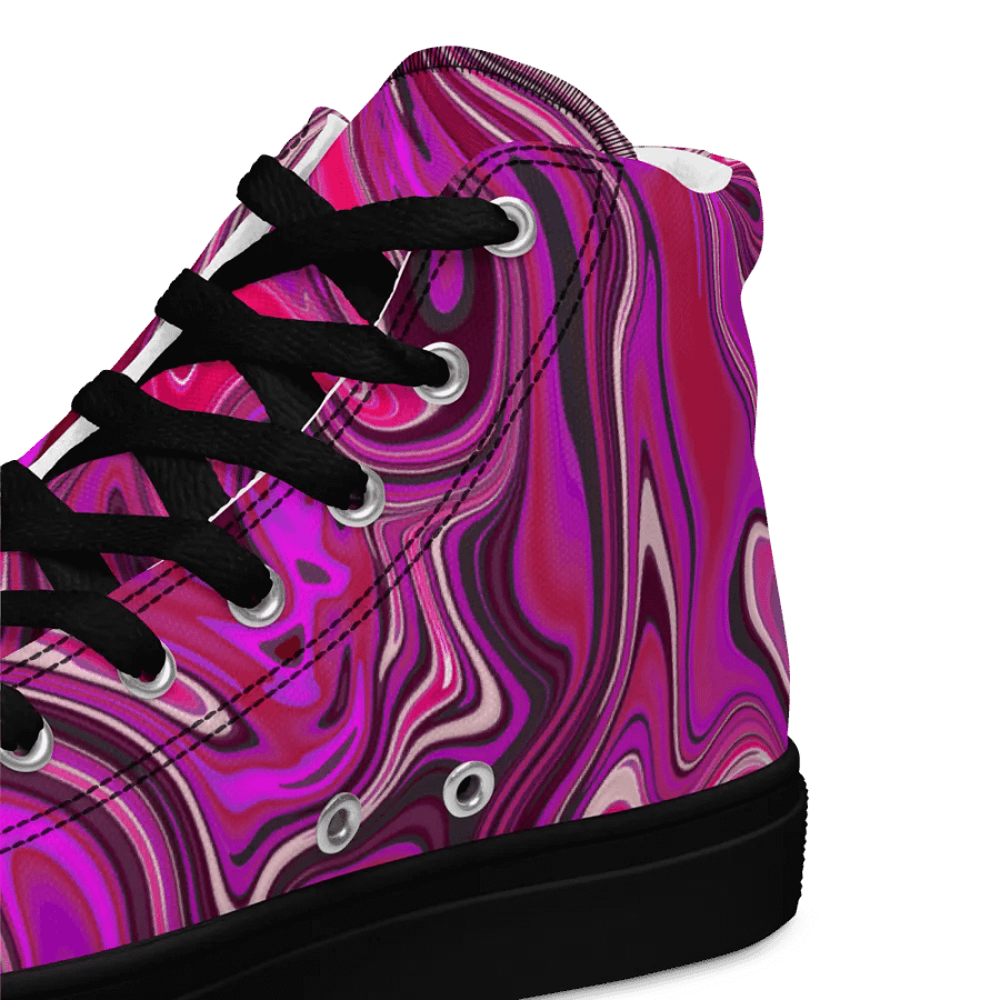 Men's High Top Canvas Shoes - Pink and Purple Digital Fluid Art product image (3)