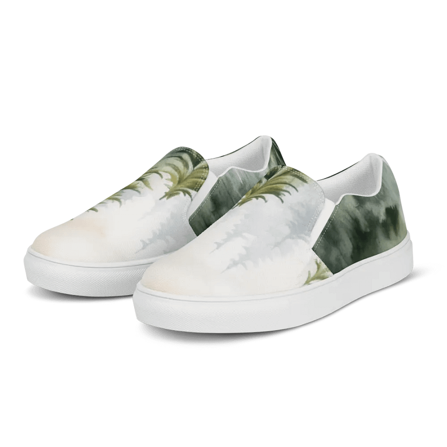 Men's Slip-On Canvas Shoes with Watercolor Spruce Forest Design product image (5)