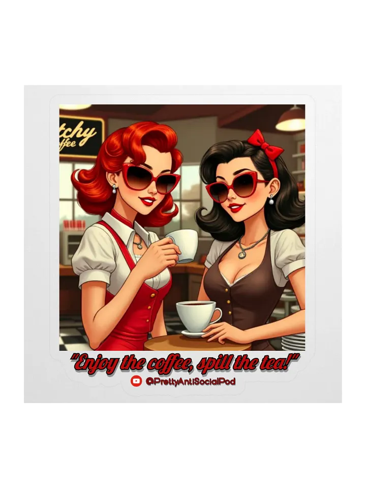 Bitchy Coffee Pretty AntiSocial Ladies Sticker (50s Style) product image (1)