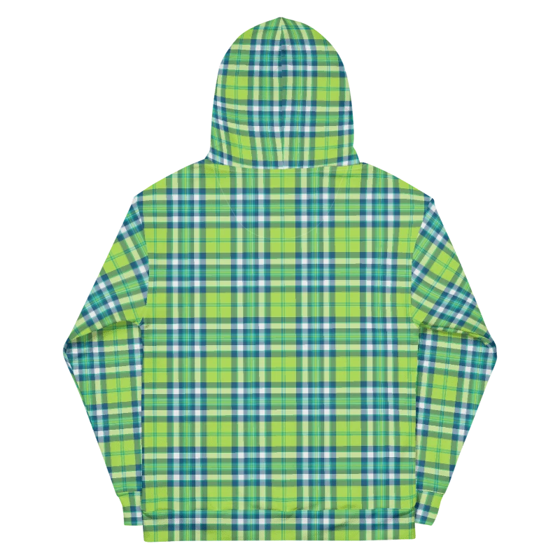 Lime Green and Turquoise Plaid Hoodie product image (7)