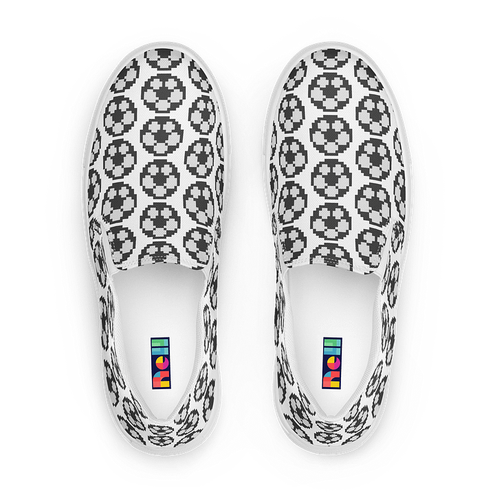 Pixelated Soccer ball Men's Slip-Ons Canvas Shoes product image (1)