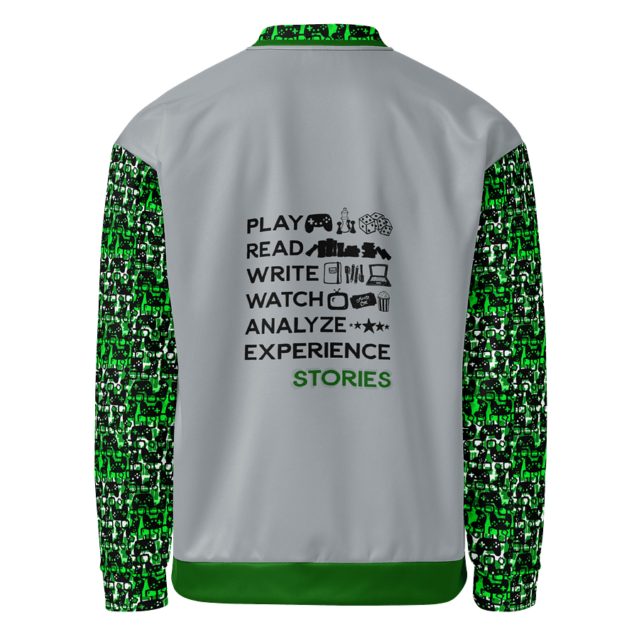 Experience Stories Unisex Bomber Jacket (Green, Gray, and Black) product image (1)
