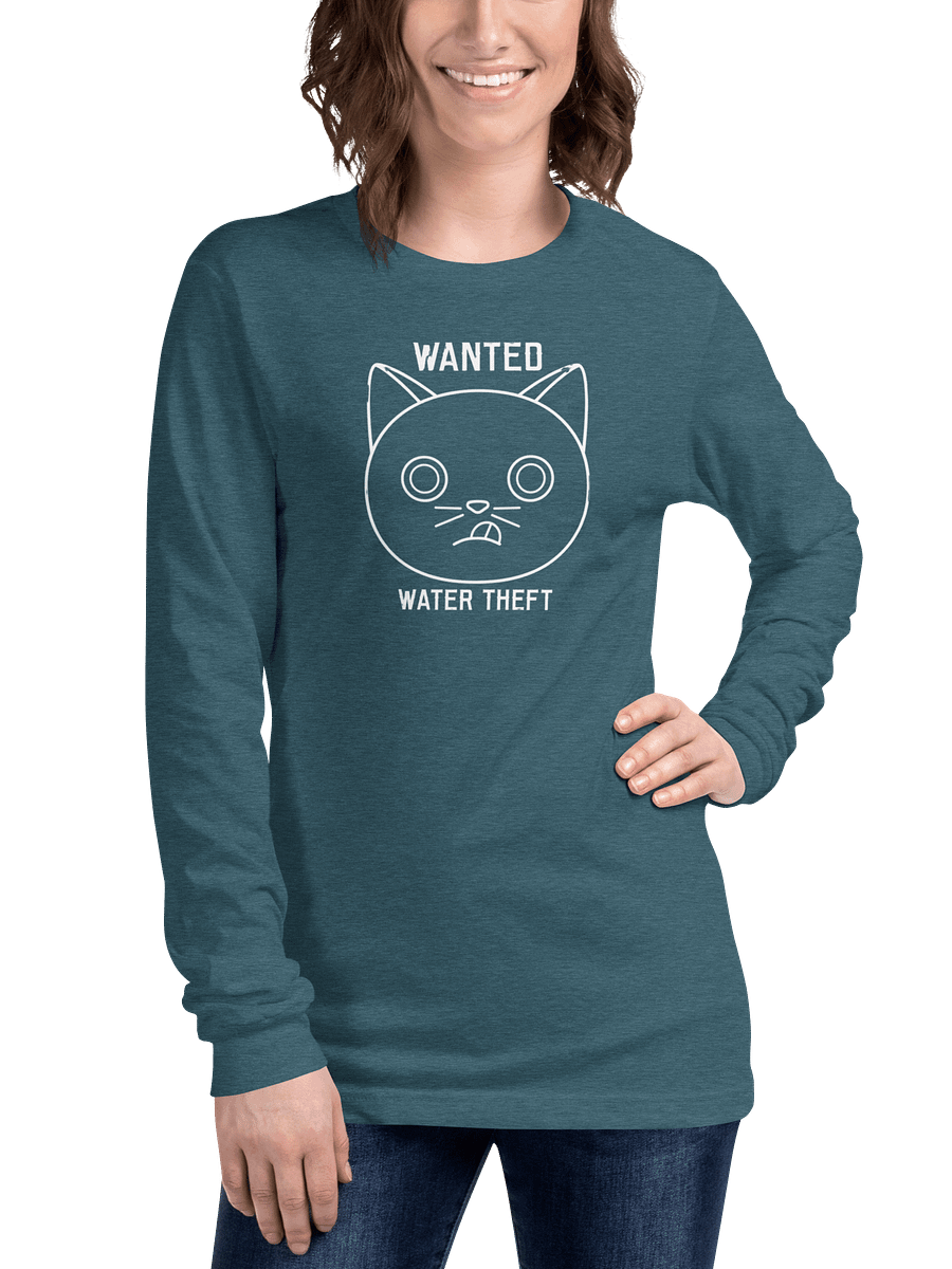 Wanted Unisex Long Sleeve Tee, Water Theft, White Print product image (3)
