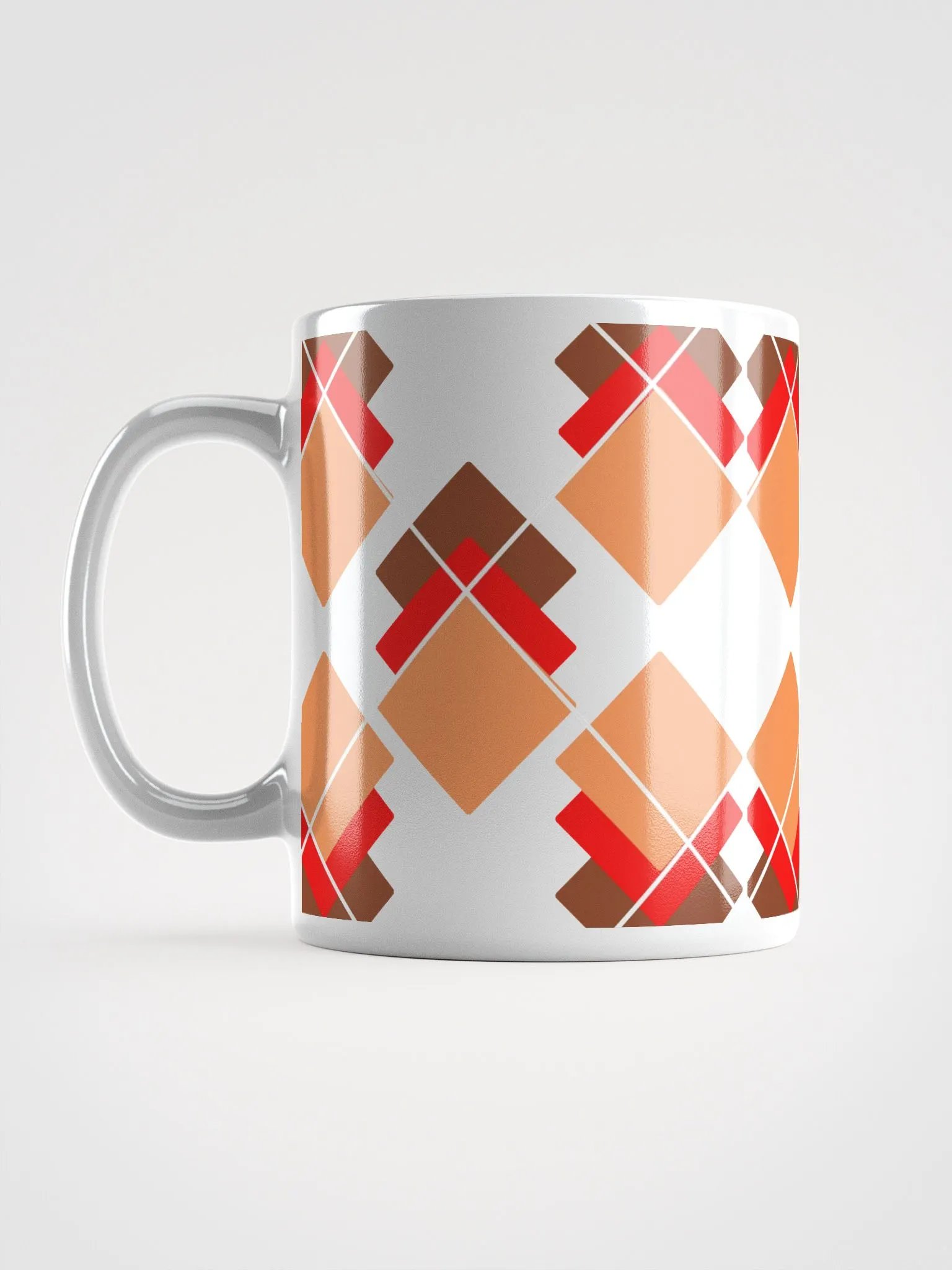 Brown, Red And Orange Overlapping Diamonds White Mug product image (16)