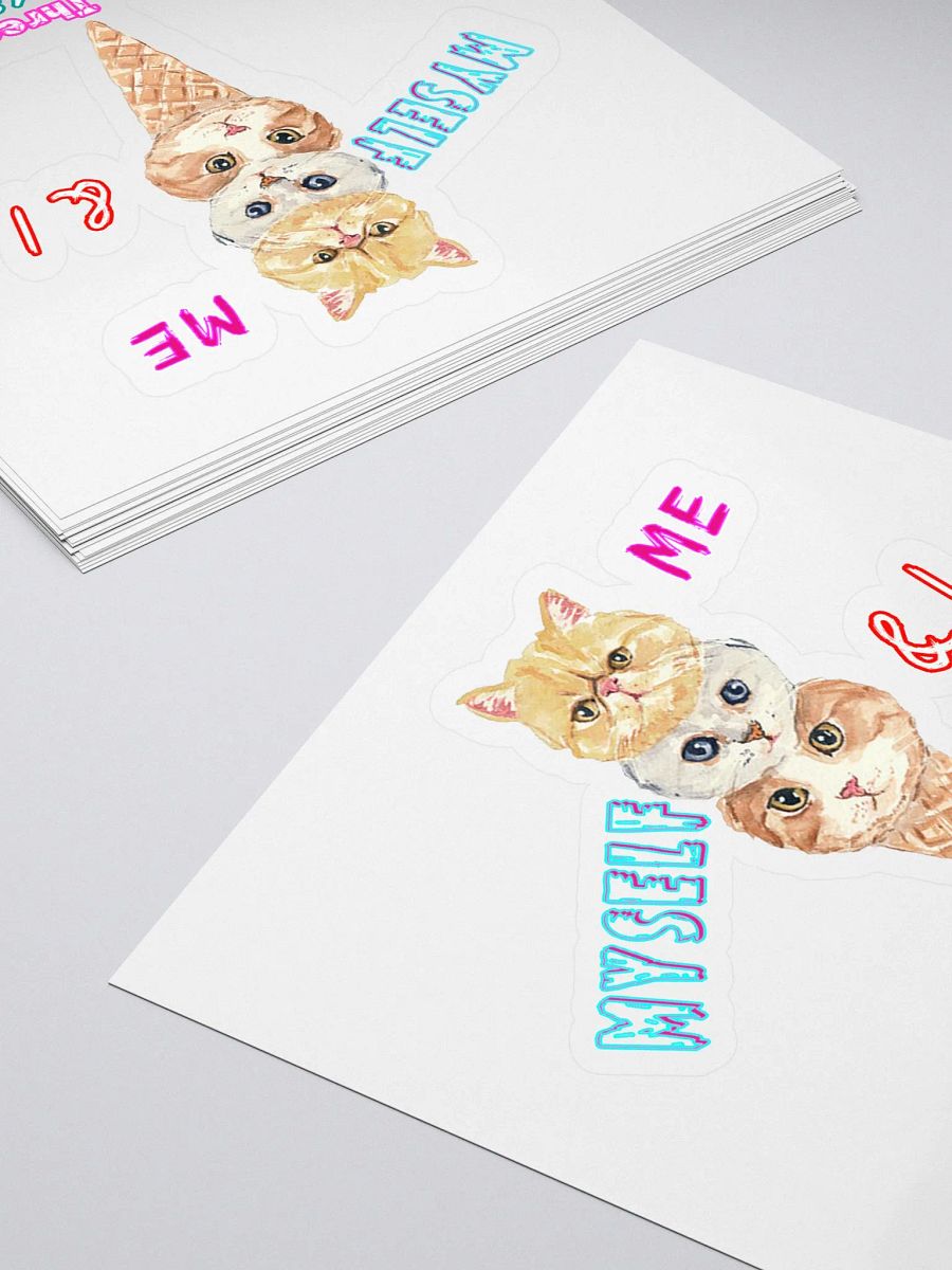 Cute Cat Ice Cream, Funny Cat Sticker, Triple Cat Love sticker, Me, Myself & Cats, Adorable Cat Design, Quirky Cat Art product image (4)